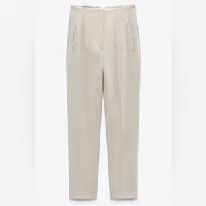 ZARA White high waisted trouser pants.